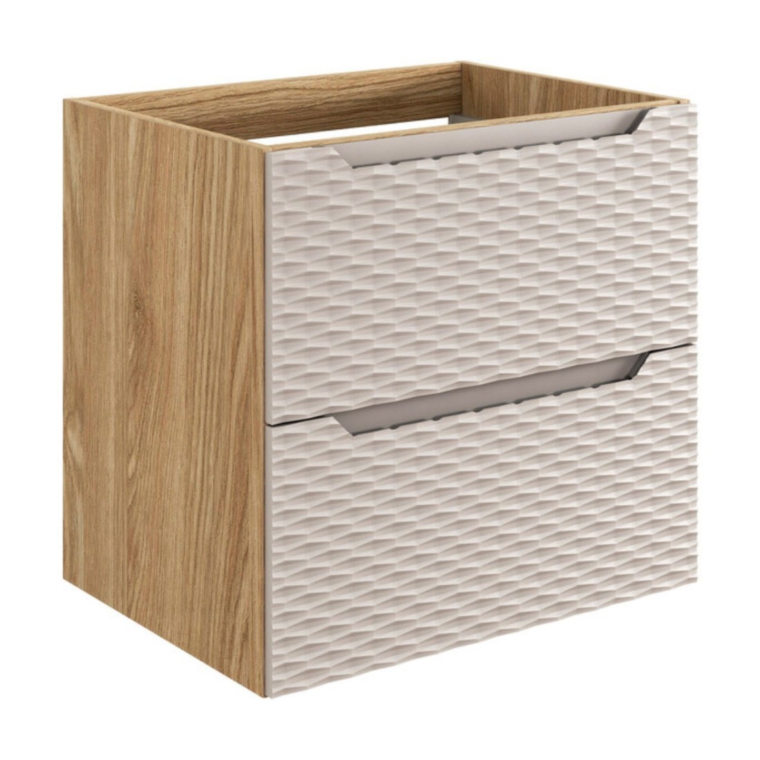 Meuble sous vasque 60cm beige et chêne clair YOKA