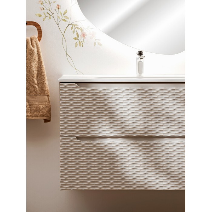 Mueble bajo lavabo YOKA – Beige y roble claro 60 cm