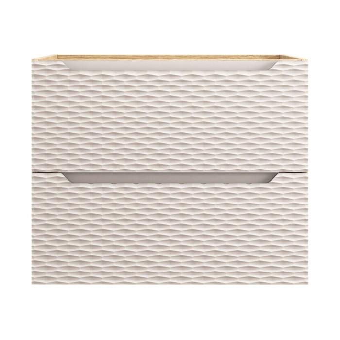 Meuble sous vasque 70cm beige et chêne clair YOKA vu de face