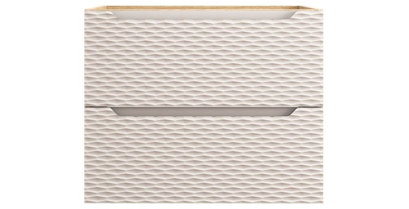 Meuble sous vasque 70cm beige et chêne clair YOKA vu de face