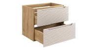 Meuble sous vasque 70cm beige et chêne clair YOKA ouvert