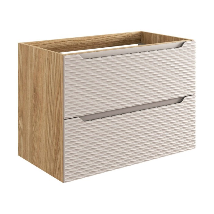 Meuble sous vasque 80cm beige et chêne clair YOKA