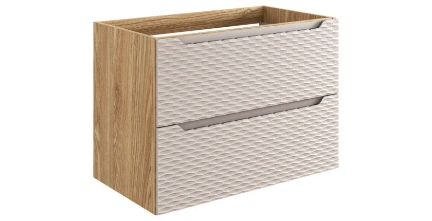 Meuble sous vasque 80cm beige et chêne clair YOKA