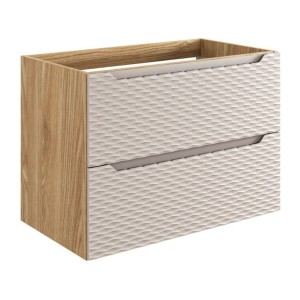 Meuble sous vasque 80cm beige et chêne clair YOKA