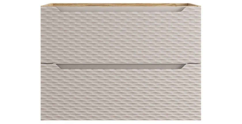 Meuble sous vasque 80cm beige et chêne clair YOKA vu de face