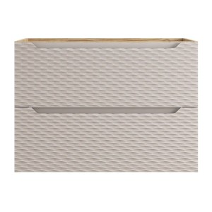 Meuble sous vasque 80cm beige et chêne clair YOKA vu de face