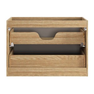 Zoom sur la structure du meuble sous vasque 80cm beige et chêne clair YOKA