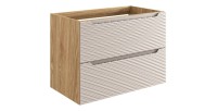 Meuble sous vasque 90cm beige et chêne clair YOKA