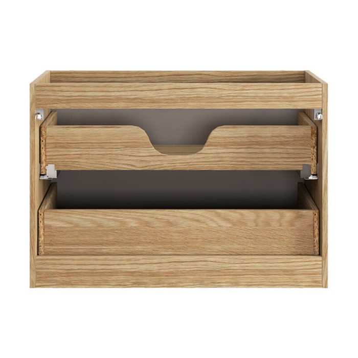 Mobile sottolavabo YOKA - Beige e rovere chiaro 90 cm