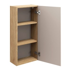 Meuble de rangement suspendu 35cm beige et chêne clair YOKA ouvert