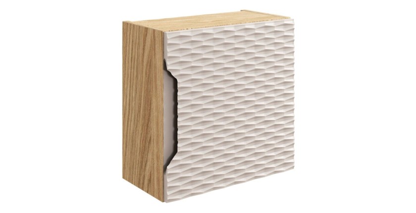 Meuble de rangement cubique beige et chêne clair YOKA