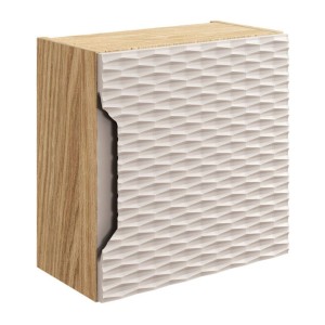 Meuble de rangement cubique beige et chêne clair YOKA