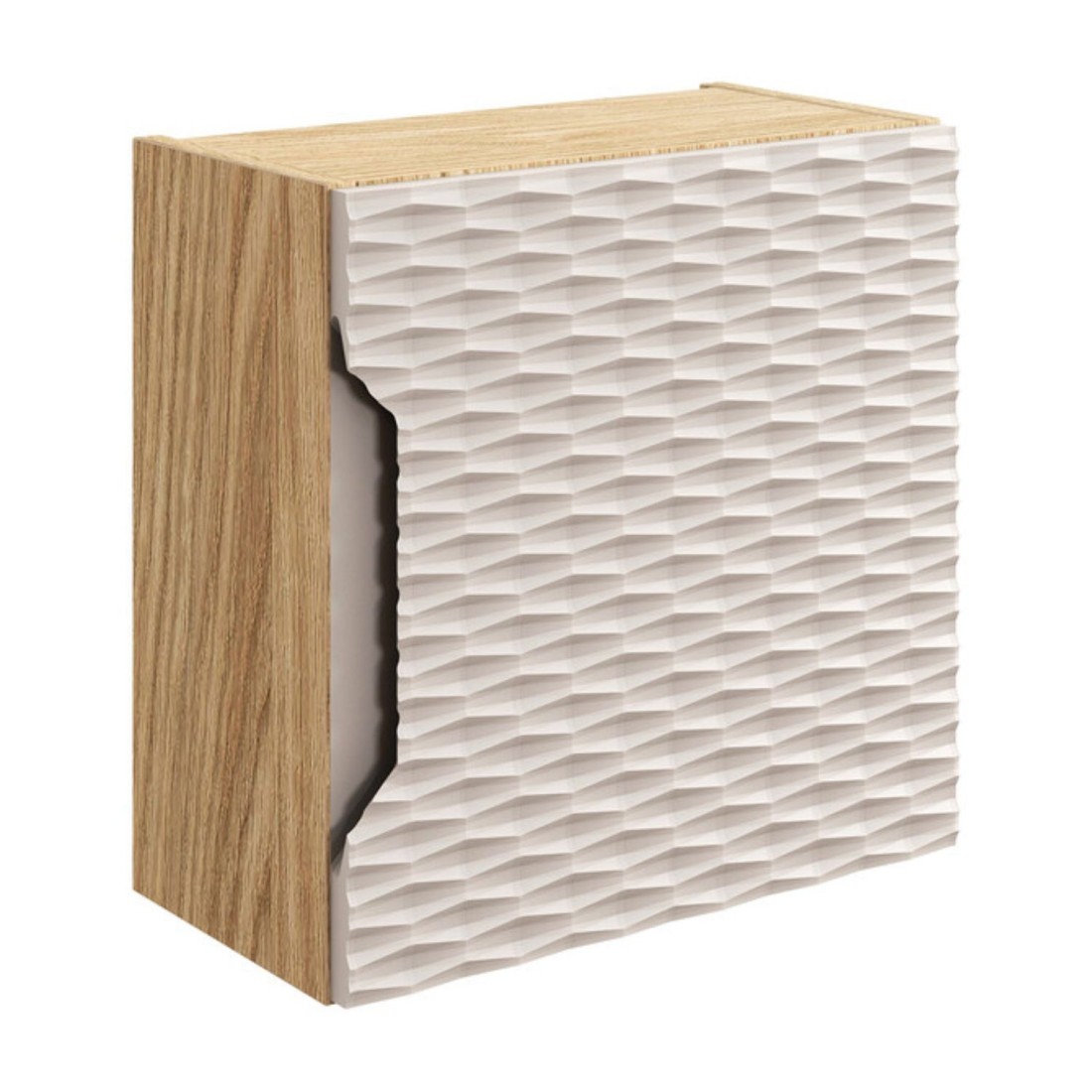 Meuble de rangement cubique beige et chêne clair YOKA