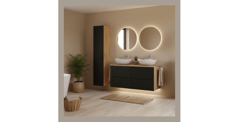 Colonne de salle de bain 1 porte noire YOKA mise en situation