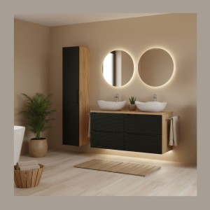 Colonne de salle de bain 1 porte noire YOKA mise en situation