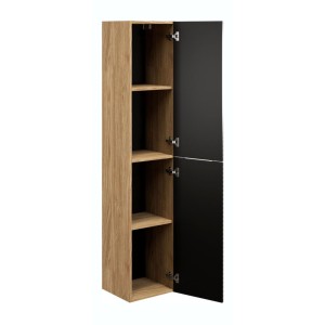 Colonne de salle de bain 2 portes noire YOKA ouvert
