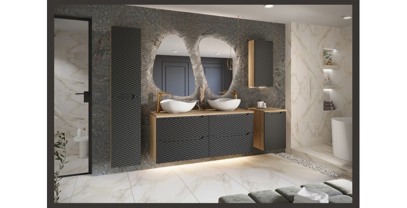 Colonne de salle de bain 2 portes noire YOKA mise en situation