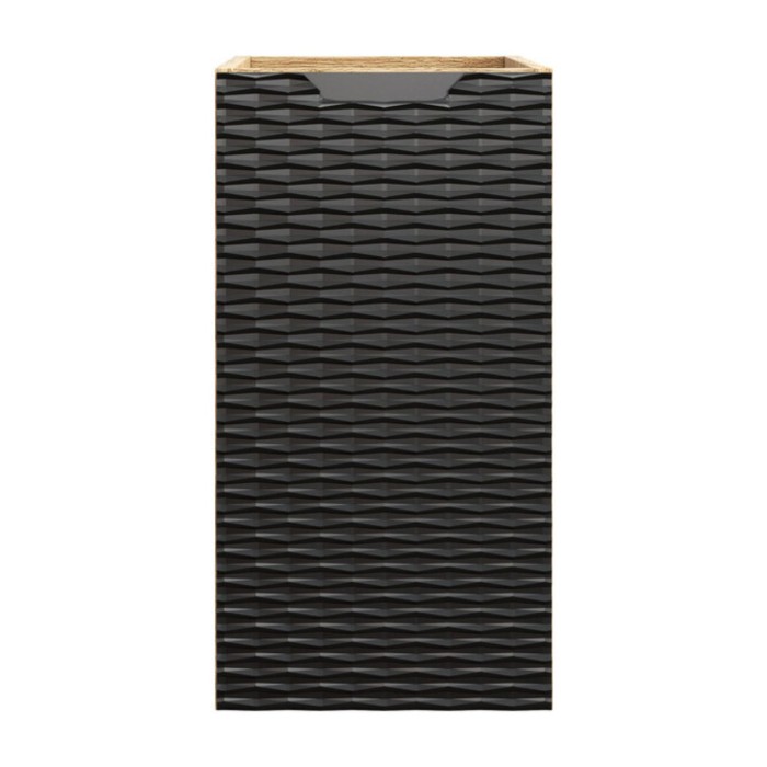 Mueble de almacenamiento YOKA – 1 puerta – Roble claro y negro – L30 × P46 × H57 cm – Para colgar