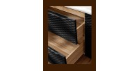 Zoom sur les tiroirs du meuble sous vasque 120cm noir YOKA