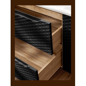 Zoom sur les tiroirs du meuble sous vasque 120cm noir YOKA