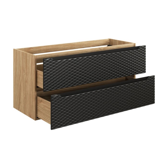 Meuble sous vasque noir 120cm avec tiroirs YOKA ouvert