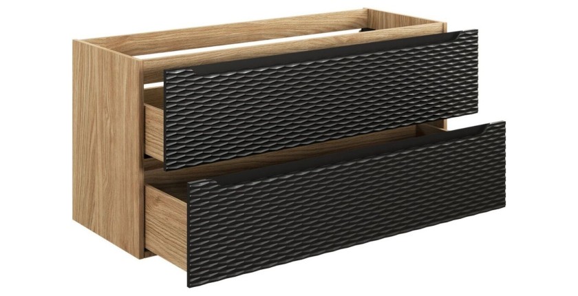 Meuble sous vasque noir 120cm avec tiroirs YOKA ouvert