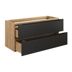 Meuble sous vasque noir 120cm avec tiroirs YOKA ouvert