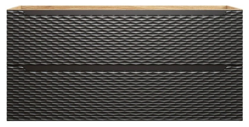 Meuble sous vasque noir 120cm avec tiroirs YOKA vu de face