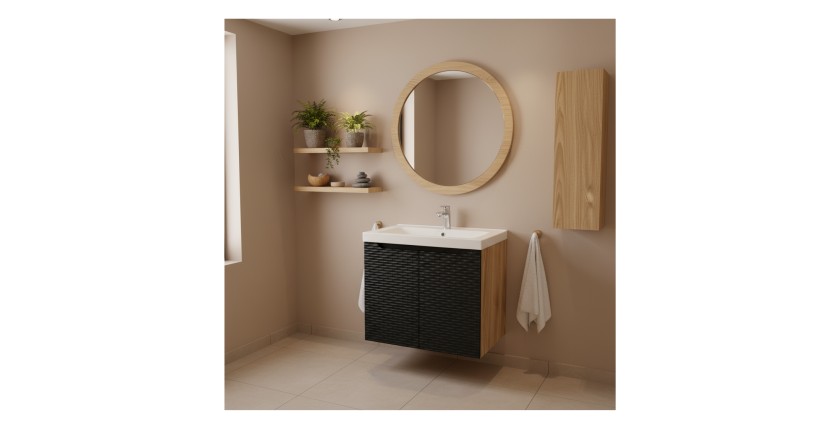 Meuble sous vasque 60cm noir YOKA mis en situation