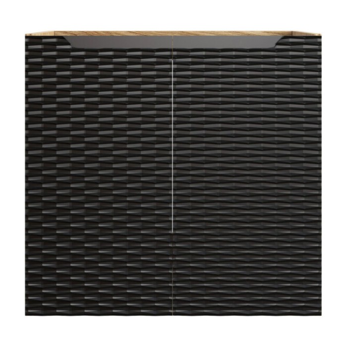 Mobile sottolavabo YOKA - Rovere chiaro e nero - L60 × P46 × H57 cm - Da appendere