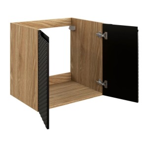 Meuble sous vasque 60cm noir YOKA ouvert