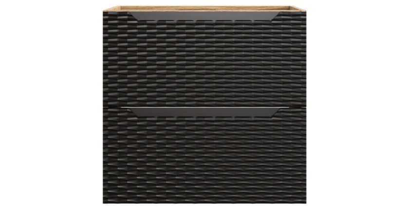 Meuble sous vasque 60cm avec tiroirs noir YOKA vu de face