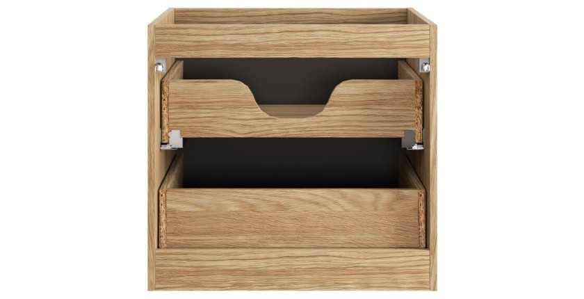 Zoom sur la structure du meuble sous vasque 60cm à tiroirs noir YOKA