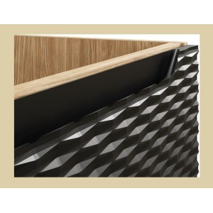 Zoom sur la texture du meuble sous vasque 70cm avec tiroirs noir YOKA