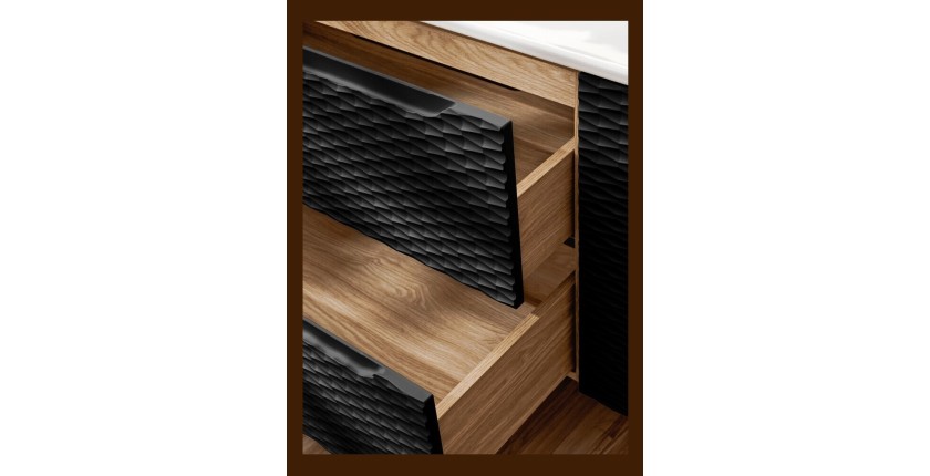 Zoom sur les tiroirs vides du meuble sous vasque YOKA 70cm