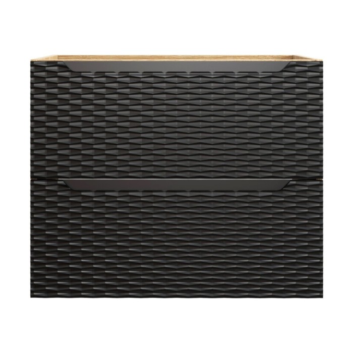 Meuble sous vasque 70cm à tiroirs noir YOKA vu de face