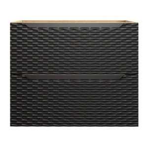 Meuble sous vasque 70cm à tiroirs noir YOKA vu de face