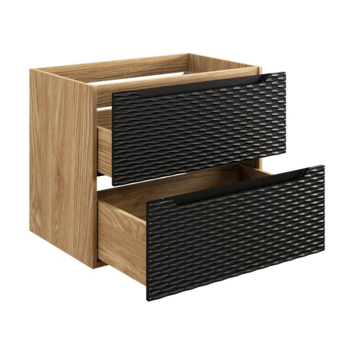 Meuble sous vasque 70cm à tiroirs noir YOKA ouvert