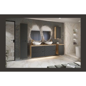 Meuble sous vasque noir 80cm YOKA mis en situation