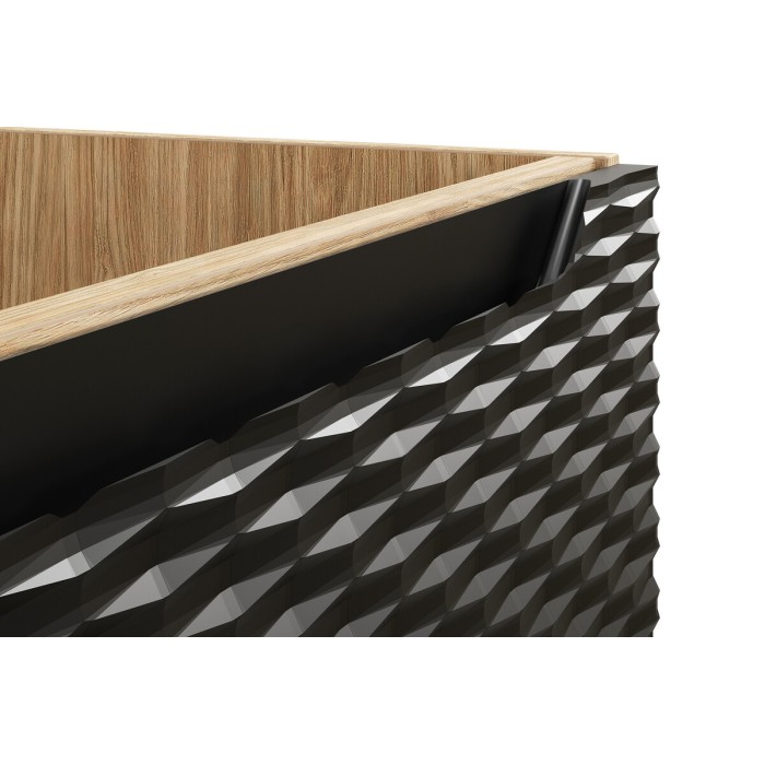 Mobile sottolavabo YOKA – 2 cassetti – Rovere chiaro e nero – L80 × P46 × H57 cm – Da appendere