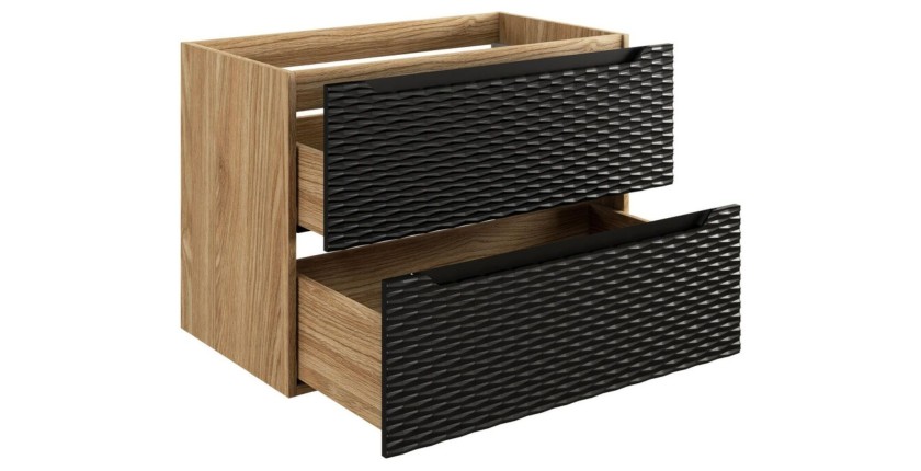 Meuble sous vasque noir 80cm YOKA ouvert