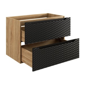 Meuble sous vasque noir 80cm YOKA ouvert