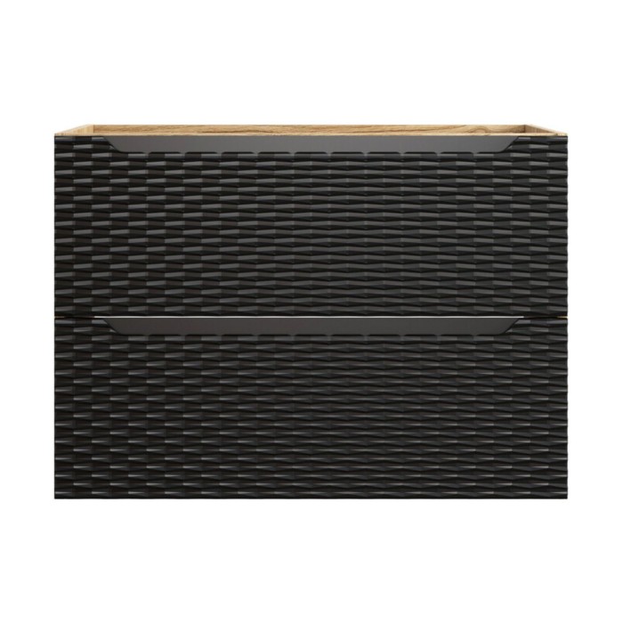 Mobile sottolavabo YOKA – 2 cassetti – Rovere chiaro e nero – L80 × P46 × H57 cm – Da appendere