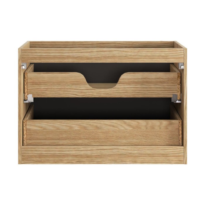 Mobile sottolavabo YOKA – 2 cassetti – Rovere chiaro e nero – L80 × P46 × H57 cm – Da appendere