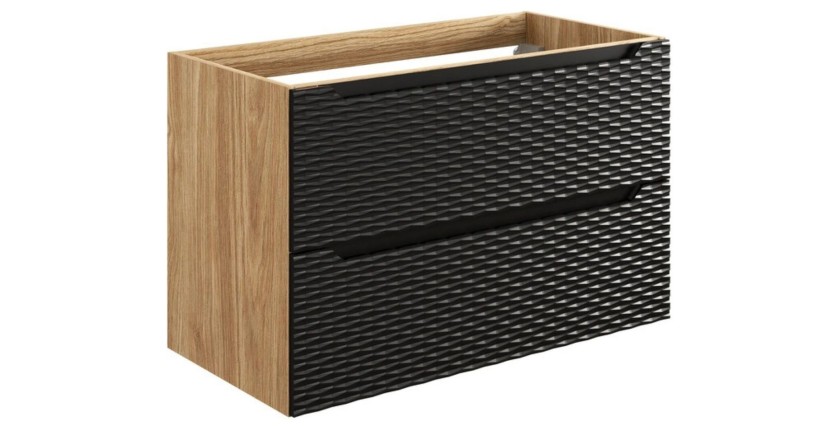 YOKA  2 tiroirs Chêne clair et noir L90 × P46 × H57 cm À suspendre