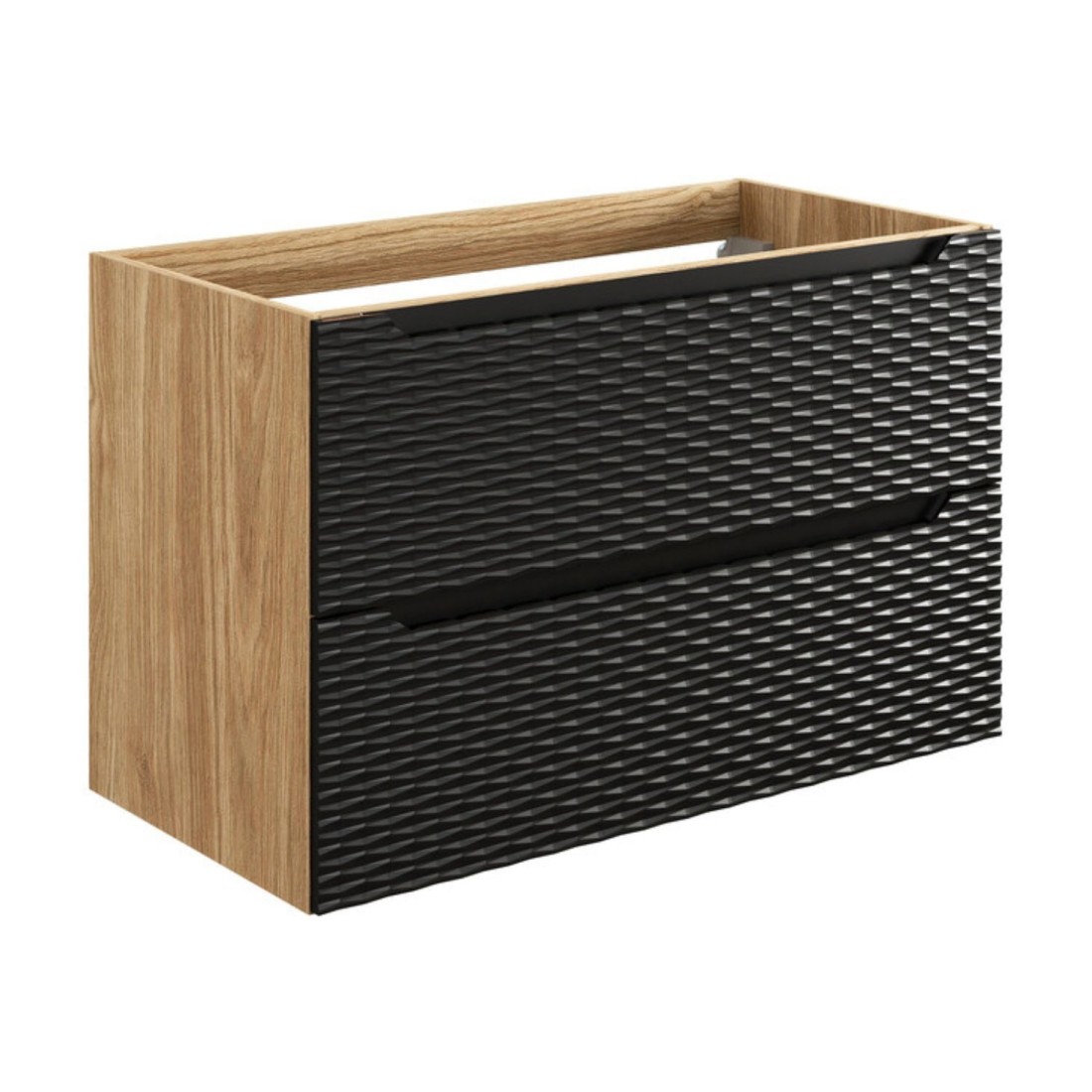 YOKA  2 tiroirs Chêne clair et noir L90 × P46 × H57 cm À suspendre