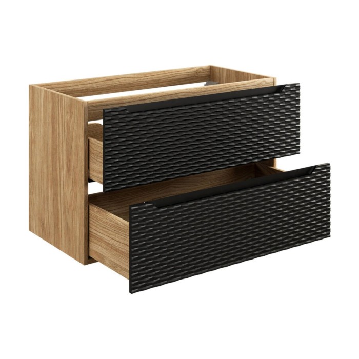 YOKA  2 tiroirs Chêne clair et noir L90 × P46 × H57 cm À suspendre