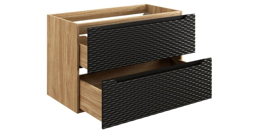 YOKA  2 tiroirs Chêne clair et noir L90 × P46 × H57 cm À suspendre