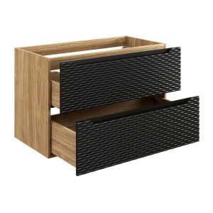 YOKA  2 tiroirs Chêne clair et noir L90 × P46 × H57 cm À suspendre