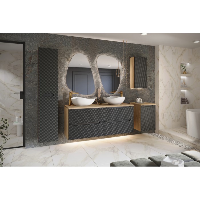 YOKA  2 tiroirs Chêne clair et noir L90 × P46 × H57 cm À suspendre